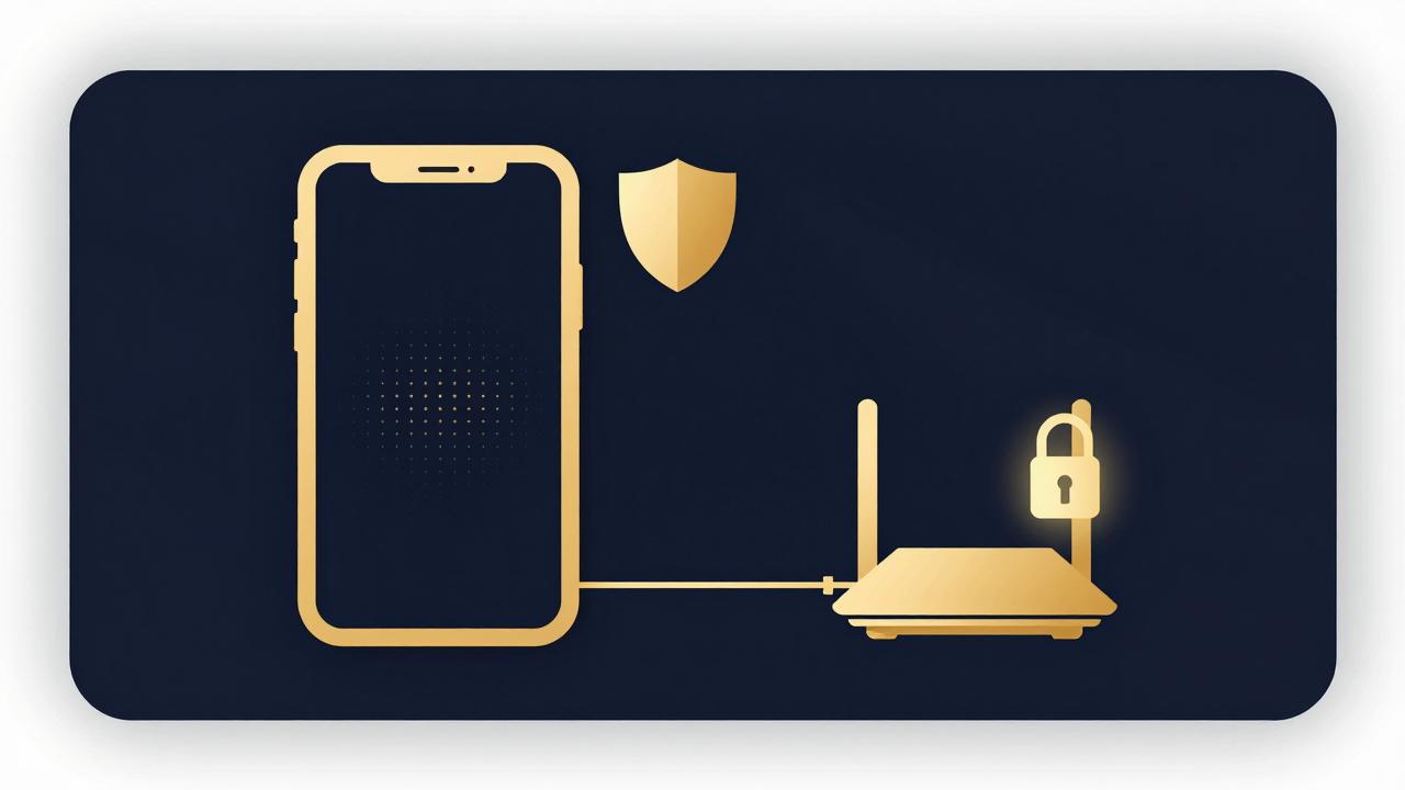 Gold smartphone with infrared sensors connected to a locked router